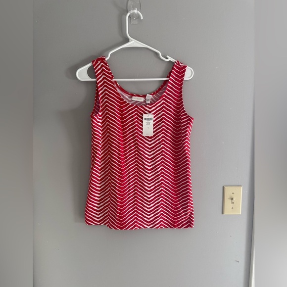 Chico's Tops - Chicos Red Chevron Zig Zag Contemporary Tank Top Womens SZ 1 New Casual Summer